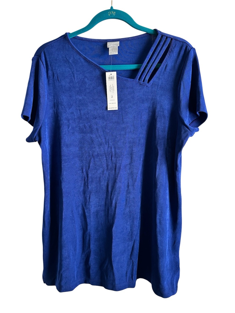 Chico's Royal Blue Short-Sleeve Tee with Triple Shoulder Straps Large
